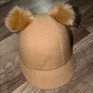 Forever 21 Tan Hat with Fluffy Pom Poms